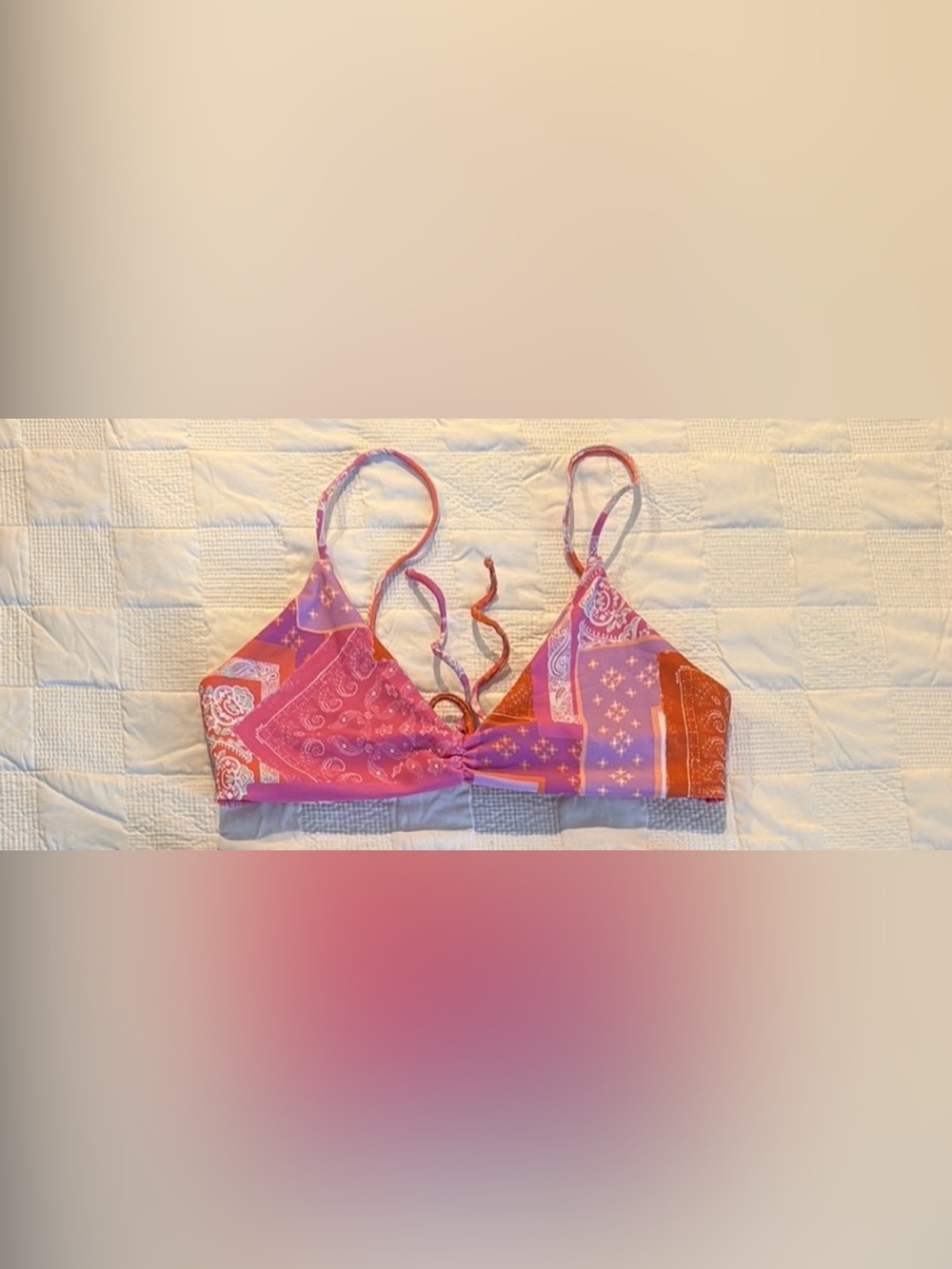 Skatie Pink and Orange Bikini Top